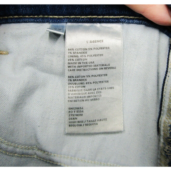 L'Agence Jeans Womens 27 Blue Denim Dean High-Rise Straight Mid-Rise Sequoia - Picture 10 of 10